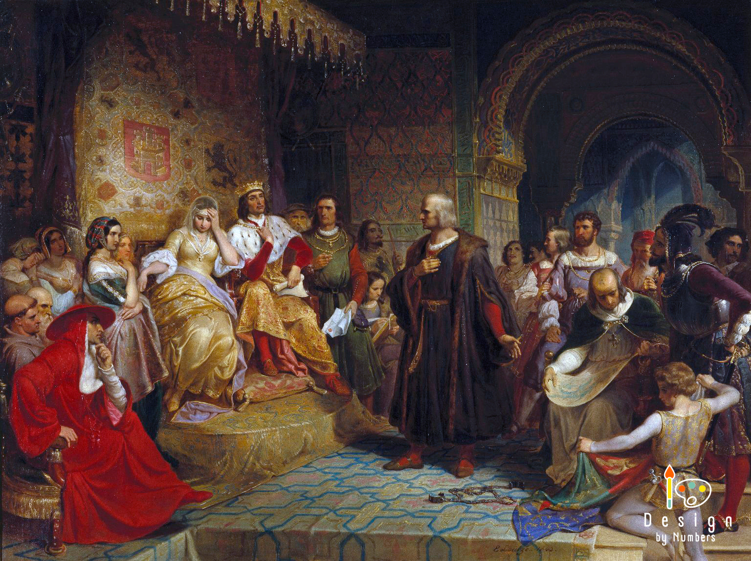 Columbus Before the Queen - Emanuel Leutze - Paint by Numbers