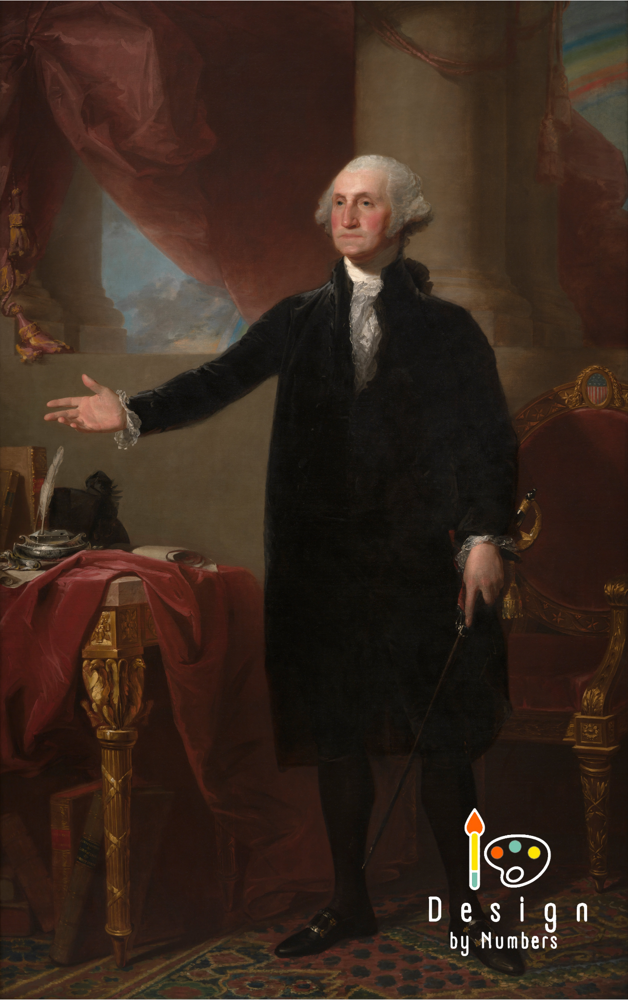 George Washington (Lansdowne Portrait) - Gilbert Stuart - Paint by Numbers