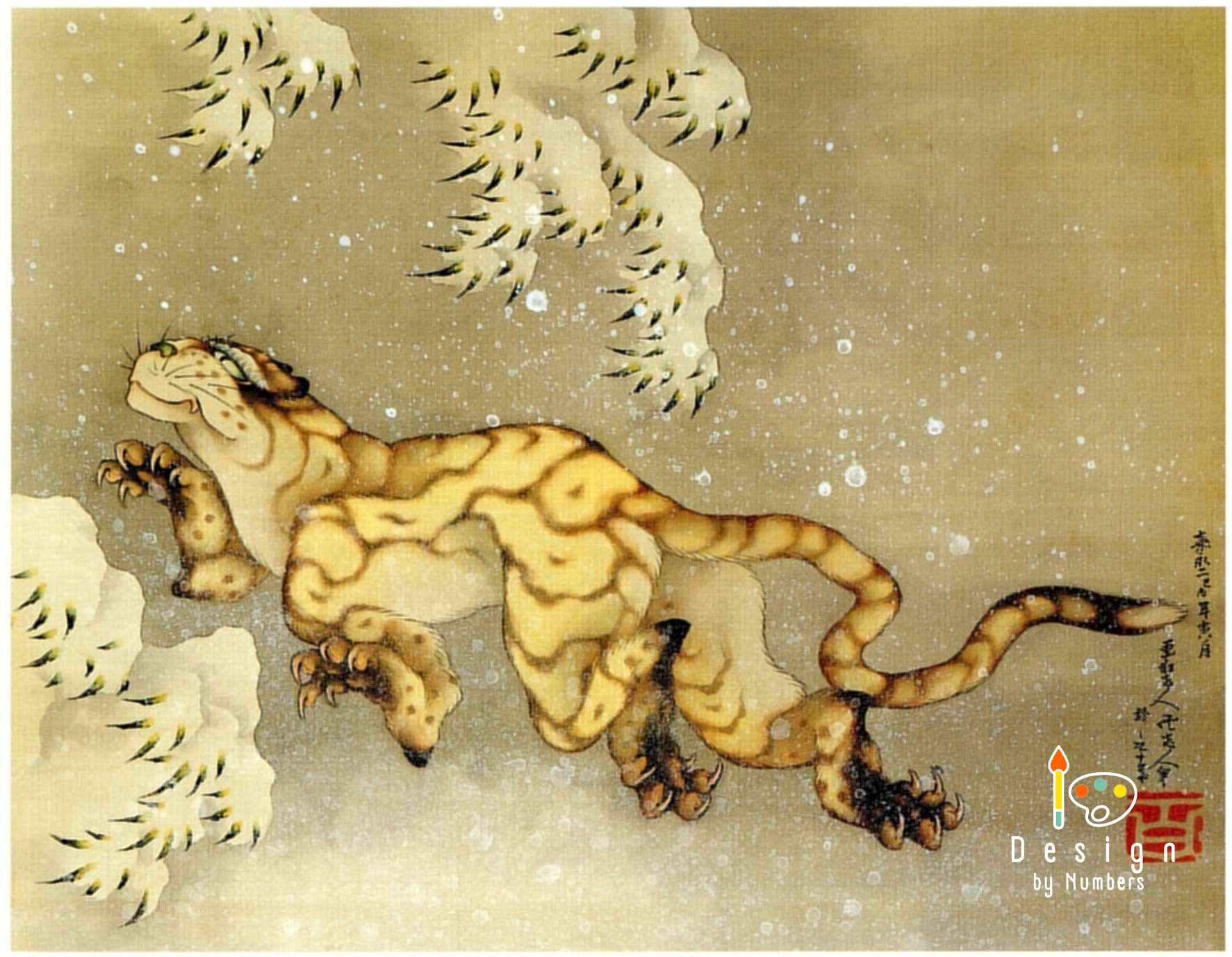 Tiger in the Snow - Katsushika Hokusai - Paint by Numbers