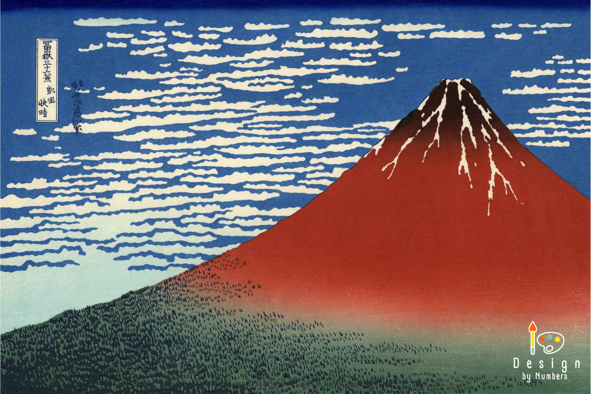 Red Fuji Southern Wind - Katsushika Hokusai - Paint by Numbers