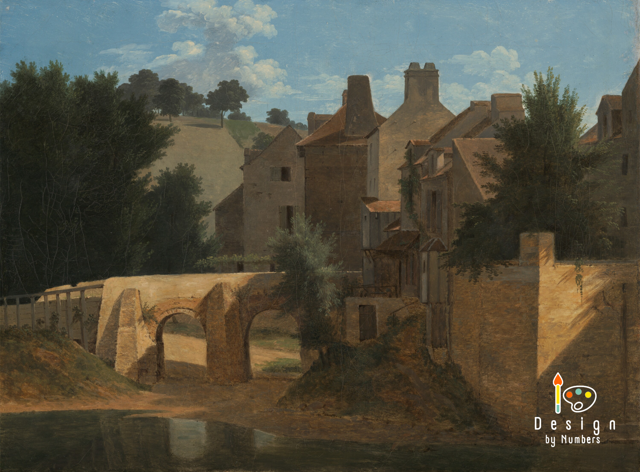View in the Ile-de-France Landscape-Cityscape- Jean-Victor Bertin- Paint by Numbers