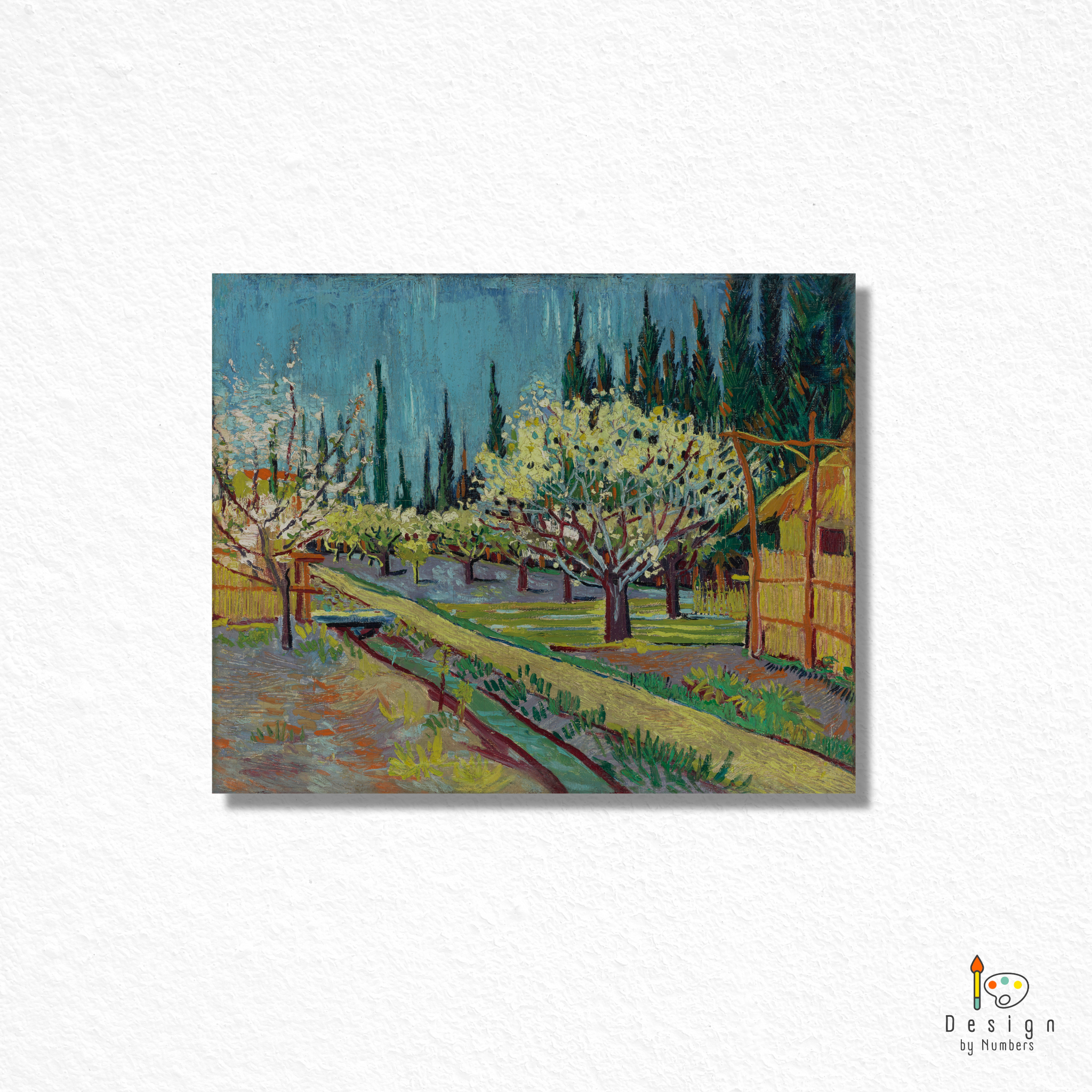 Orchard in Blossom, Bordered by Cypresses - Vincent van Gogh - Paint by Numbers
