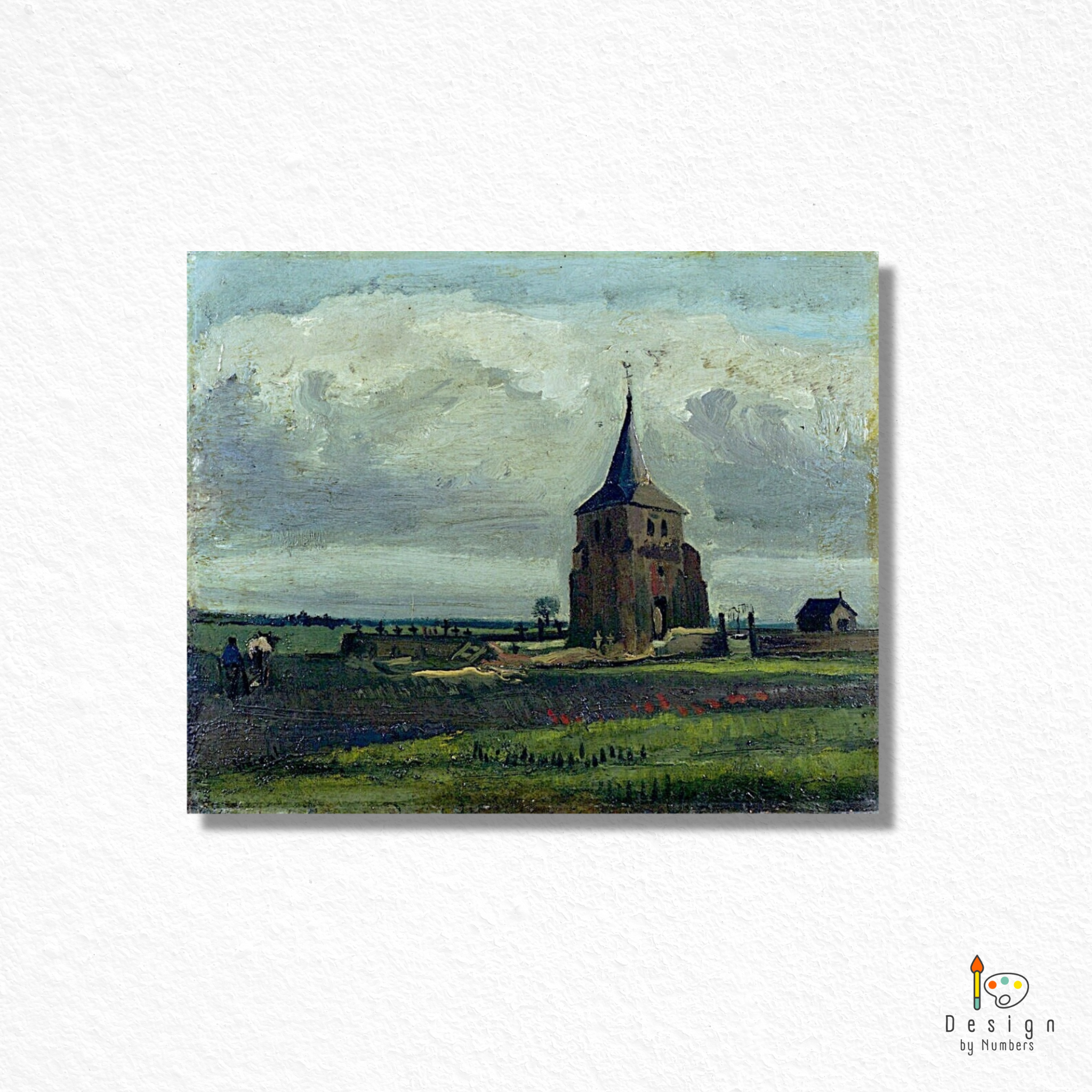 The Old Tower at Nuenen with a Ploughman - Vincent van Gogh - Paint by Numbers