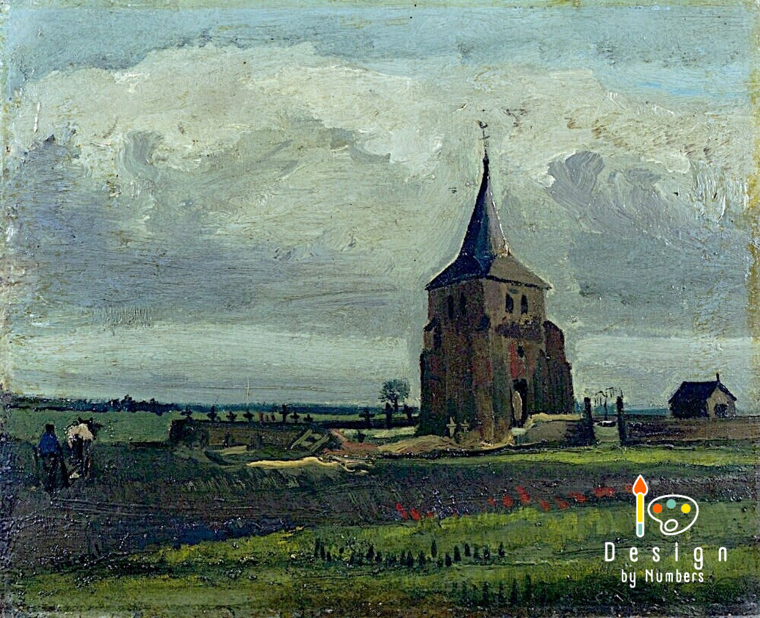 The Old Tower at Nuenen with a Ploughman- Vincent van Gogh- Paint by Numbers